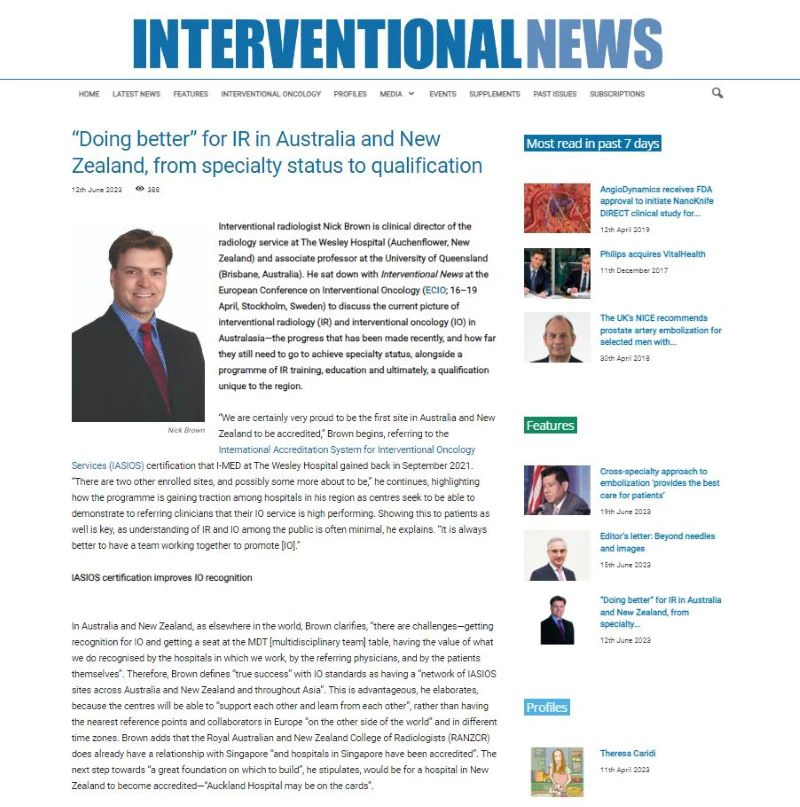 Interventional News, interview with Nick Brown